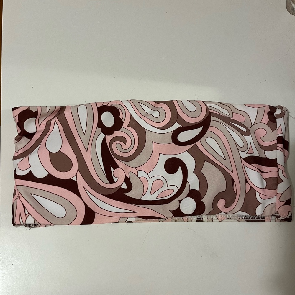 Patterned bikini bandeau top